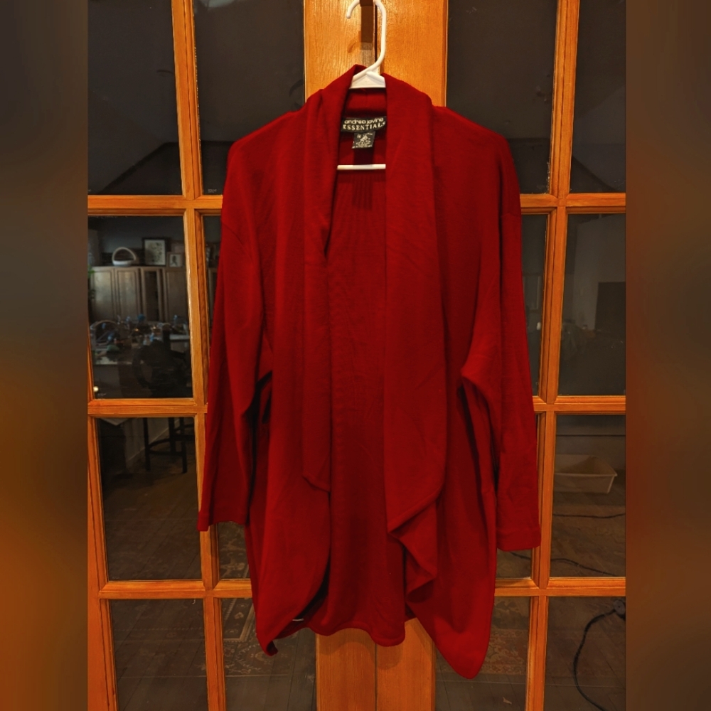 Red 100% Wool Cardigan